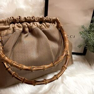 Vintage RARE Gucci Bamboo Frame Leather Satchel